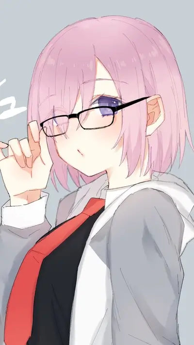Cute girl with pink hair wearing glasses