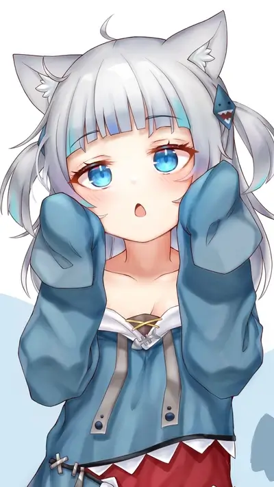 Cute girl with wolf ears and blue hoodie