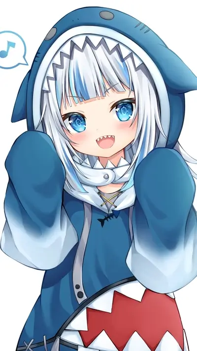Cute shark girl character illustration