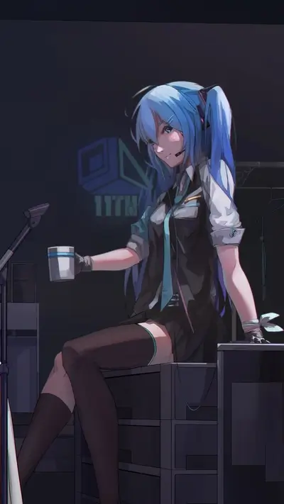 Cyberpunk girl holding a cup