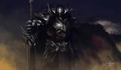 Dark fantasy knight with a large sword