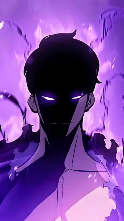 Dark figure engulfed in purple flames