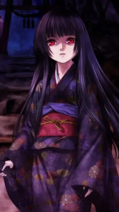 Dark-haired girl in a kimono