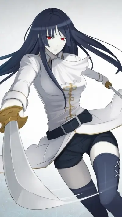 Dark-haired girl wielding a katana