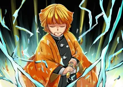Demon Slayer character wielding a sword