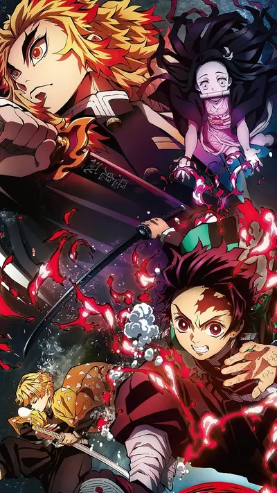 Demon Slayer characters in dynamic poses