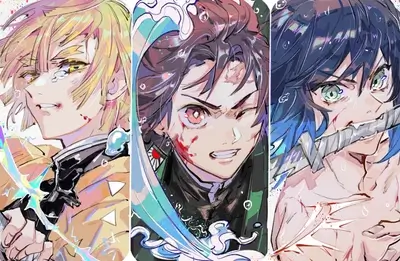 Demon Slayer characters in one frame artwork