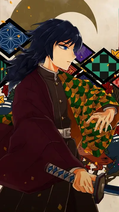Demon Slayer's Giyu Tomioka with his sword, a determined and ready Hashira