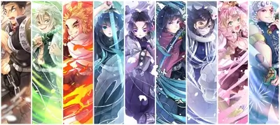 Demon Slayer's Hashira in colorful fan art