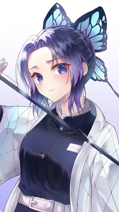 Demon Slayer's Shinobu Kocho, butterfly hair ornaments and uniform
