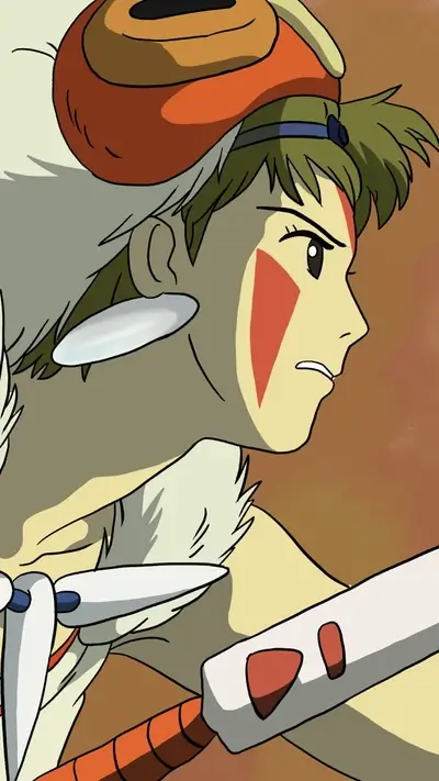 Determined forest spirit with red face markings stands ready to fight
