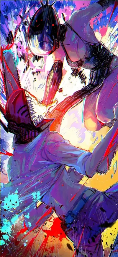 Dynamic fight scene, vibrant colors, stylized art