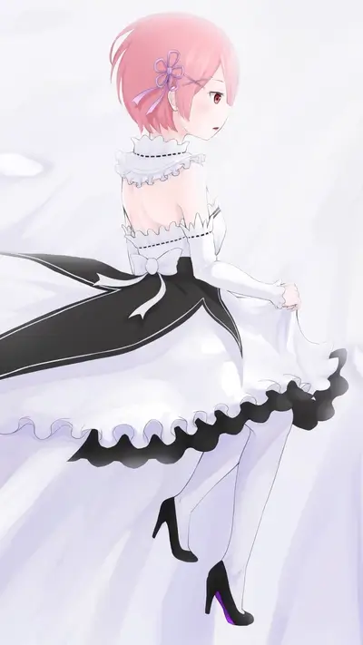 Elegant anime girl in maid dress standing gracefully