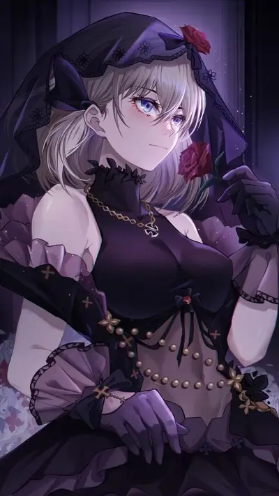 Elegant girl in a dark gothic dress