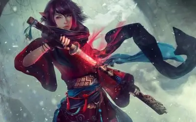 Elf warrior with katana