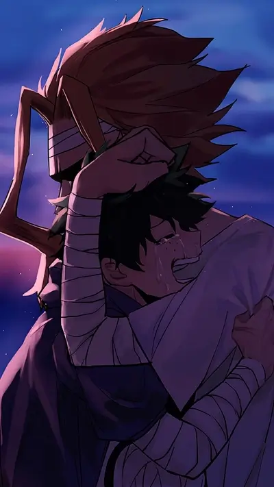 Emotional embrace under a twilight sky, tears and comfort