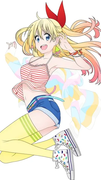 Energetic girl in summer outfit, dynamic pose