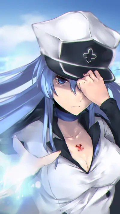 Esdeath from Akame ga Kill looking powerful with blue light