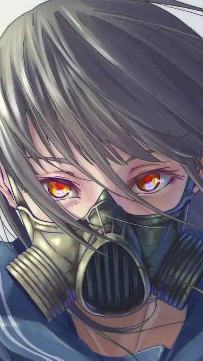Eyes of determination, gas mask obscuring, captivating gaze