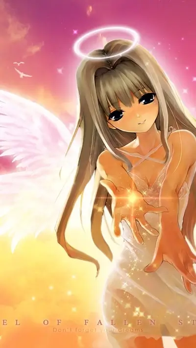 Fallen angel girl with halo and wings