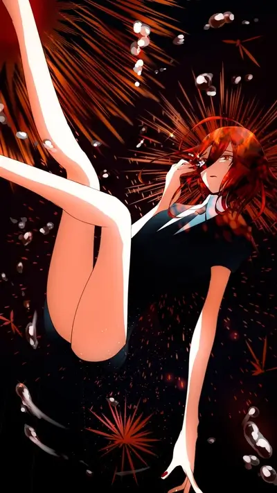 Falling figure in a fiery explosion