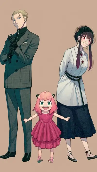 Family of spies with daughter smiling happily posing for the picture