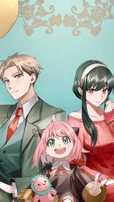 Family portrait illustration with three smiling members