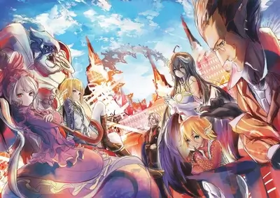 Fantasy characters in a cityscape