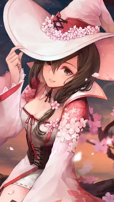 Fantasy girl in a wide-brimmed hat