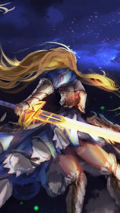 Fantasy warrior wielding a glowing sword