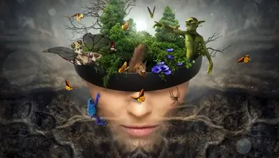 Fantasy world inside a VR headset