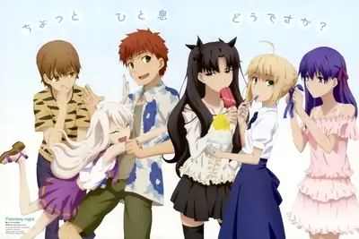 Fate/Stay Night characters enjoying summer