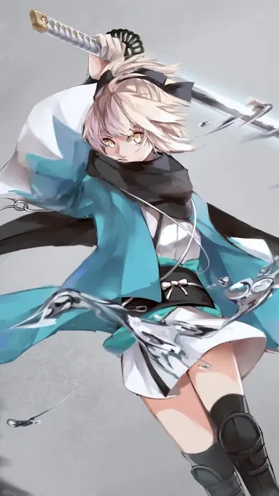 Female anime character wielding a sword