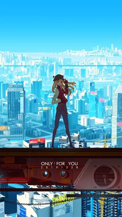 Female character standing on top of a building in a futuristic city