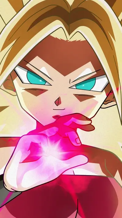 Female character with blond hair and pink energy