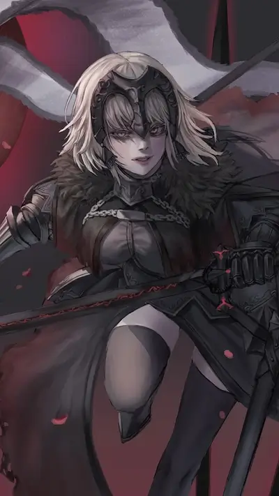 Female knight with white hair wielding a sword, fantasy