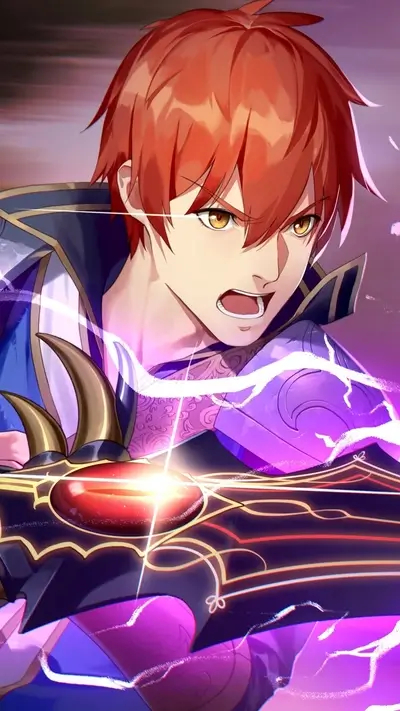 Fierce anime character wielding a glowing weapon