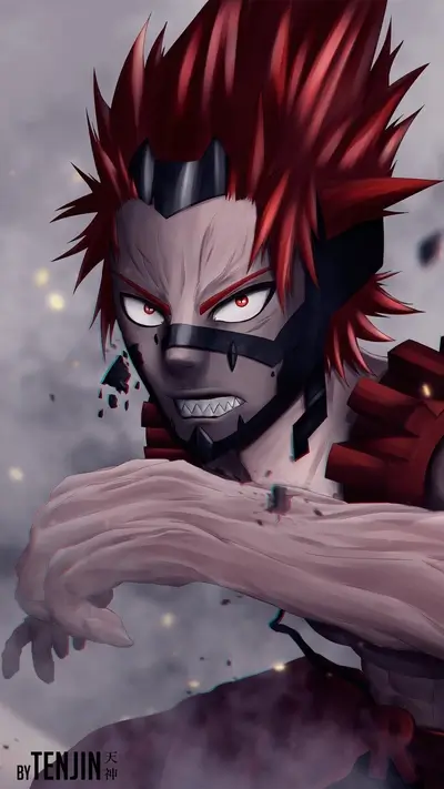 Fierce red-haired character in battle