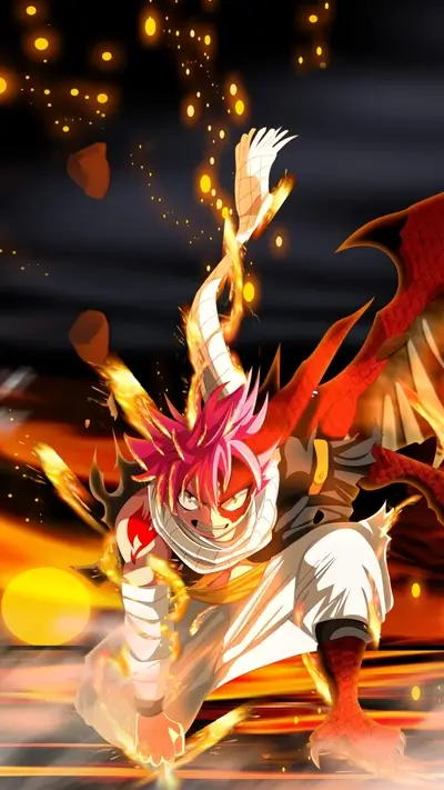 Fiery anime character in action pose