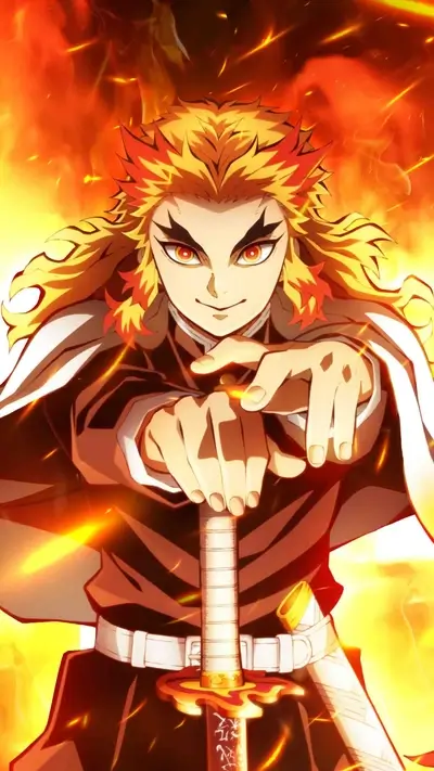 Fiery Anime Character with Sword