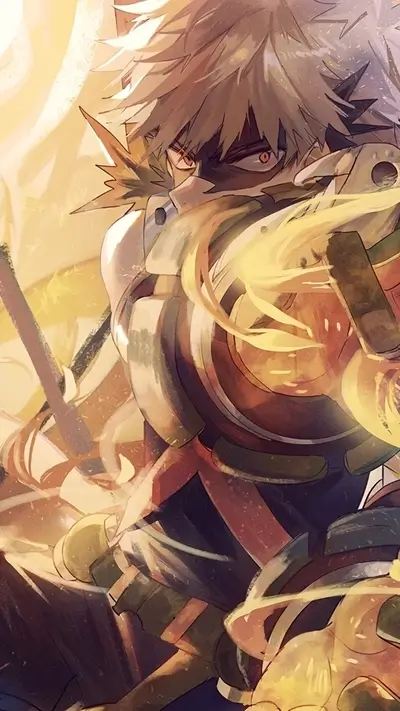 Fiery battle scene, powerful character, dynamic pose