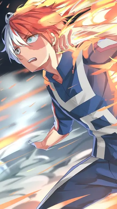 Fiery hero in action, dynamic pose