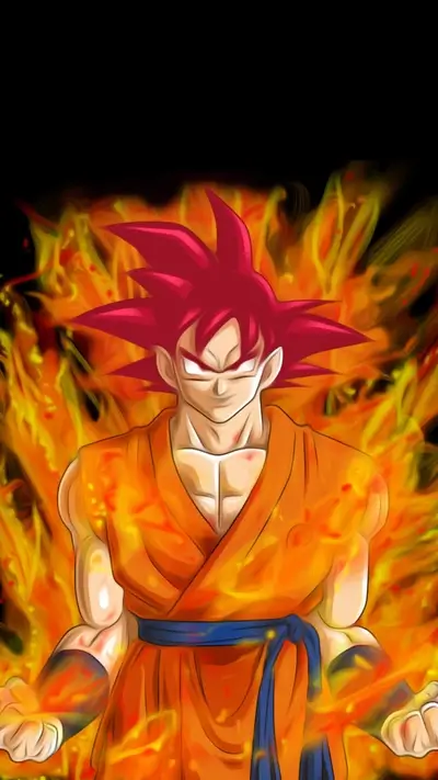 Fiery Saiyan warrior radiating intense heat
