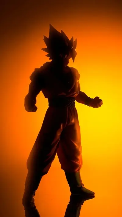 Figurine silhouette bathed in warm, vibrant light