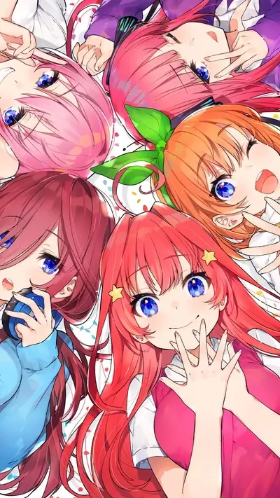Five girls with vibrant hair, cheerful expressions