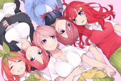 Five quintuplets upside down, holding hands