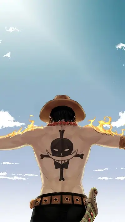 Flames engulfing a character's back