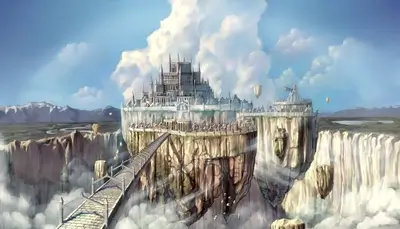 Floating Island City with a large castle
