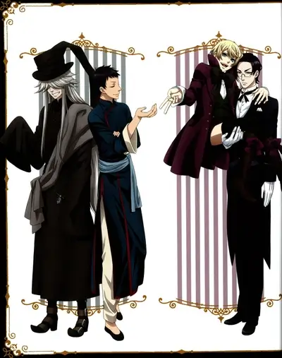 Four characters from a dark fantasy series posing