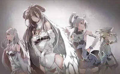 Four female characters from different anime series
